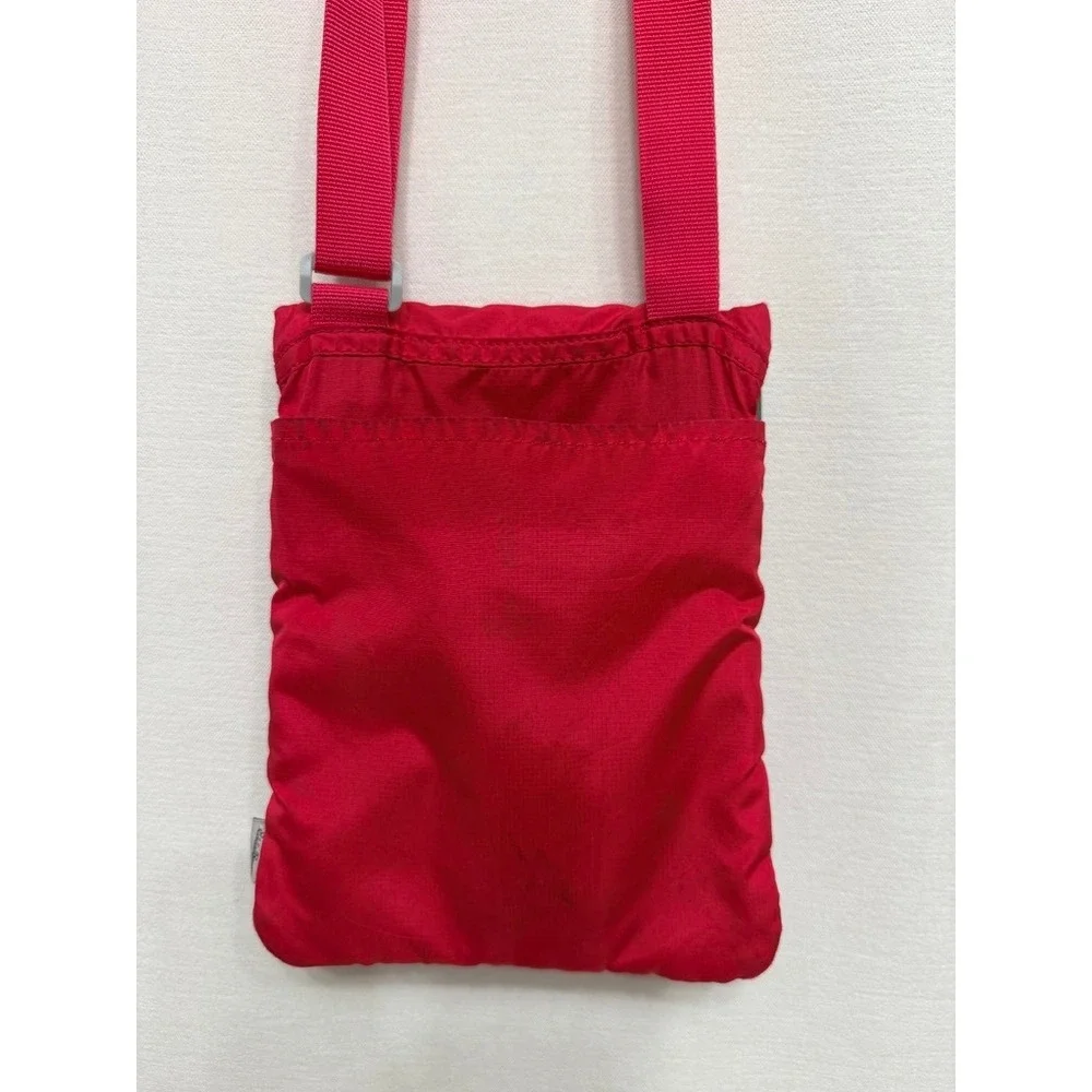 Eddie Bauer Red Nylon Triple Zip Pocket Travel Crossbody Bag Passport Purse